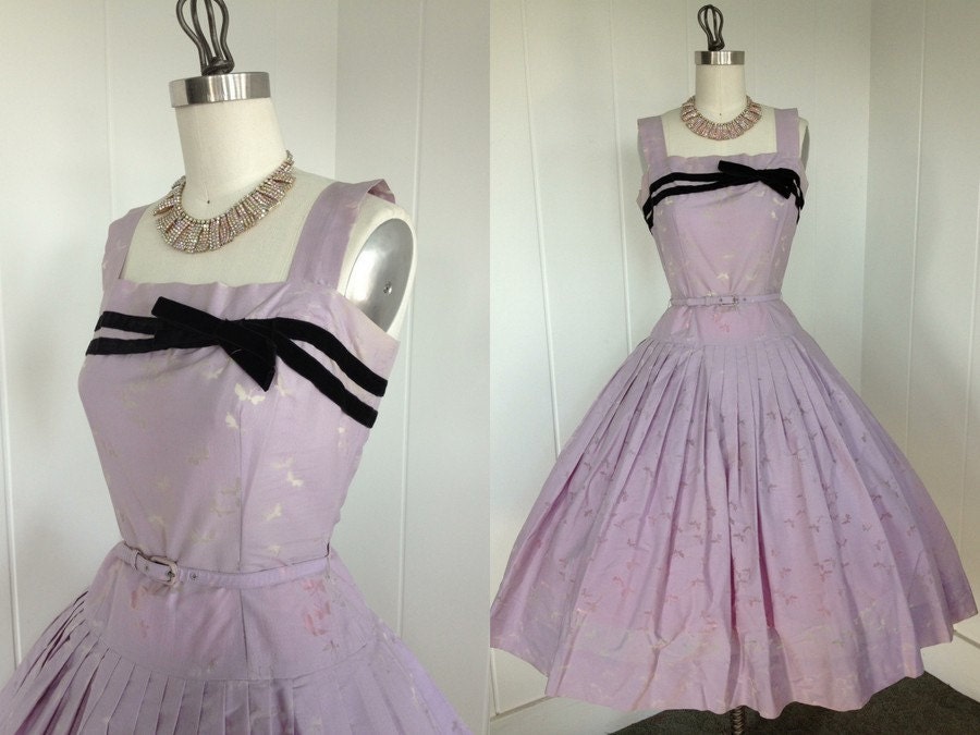 Reserved Do not purchase:1950s Vintage Purple and Black Velvet Pleated Dress with Butterfly Cutouts VLV Rockabilly