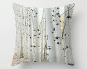 SALE Pillow Cover - Birch Wood Trees - Nature Home Decor - Black White Beige Neutral - Pillow Case - 18x18 - DreamyPhoto