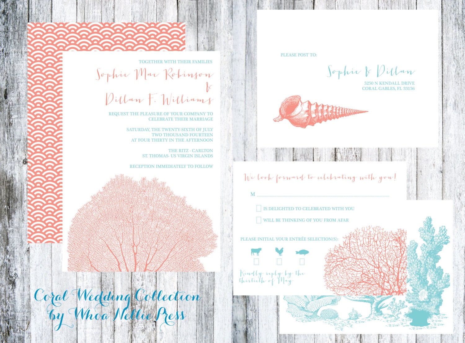 Wedding Invitation - Coral Collection