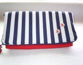 Nautical Stripes Anchor Zipper Clutch