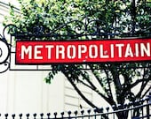 Paris Metropolitain Sign 8 x 12 Print. Metropolitain, Red Sign, Still Life, Paris Photography, Vintage Sign, Rouge, Paris Train Station