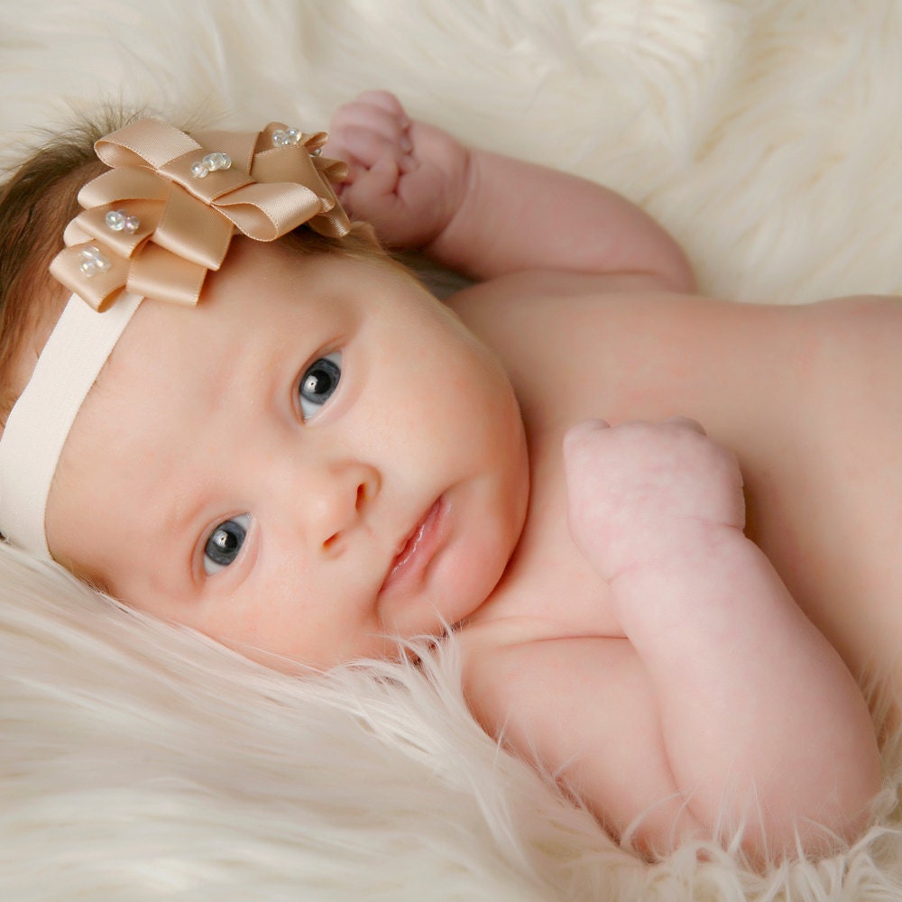 Satin Tiara Headband in Champagne
