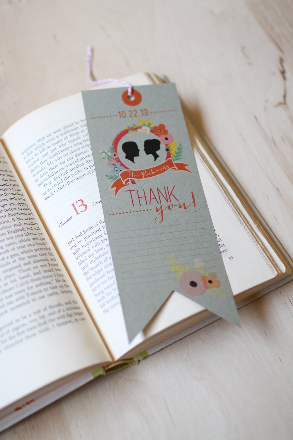 DIY Printable - Bookmark Thank You Card - Library Book Invitation Set
