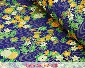 23x17 inch (58x42cm) yuzen chiyogami paper sheet HZ-200 yellow and white flowers with leafs with waves in blue background origami sheet