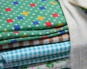 One Pound Nice Size Green Blue Vintage Cotton Pieces for Repurposing