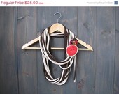 SPRING CLEARANCE Hint of Coral-Upcycled Brown & Natural Infinity Cotton Scarf/Necklace