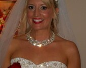 Swarovski Crystal Pearl and Crystal Rhinestone Bridal Statement Necklace