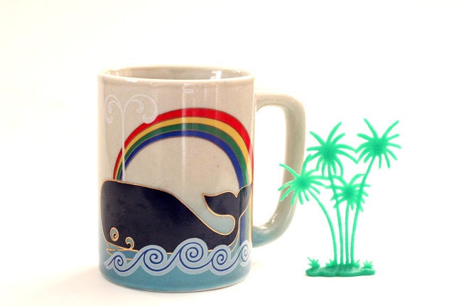 Rainbow Mug, Mid Century Modern Kawaii Whale Rainbow Mug, Otagiri Made in Japan