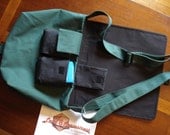 ON SALE Small Messenger Bag for Magic the Gathering or other TCG Decks with 2 Specialty Deck Pockets in Hunter Green and Black Fabric