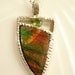 Ammolite and Peridot Sterling Silver Necklace Cuttlebone Cast