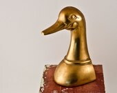 Vintage Duck Book End Brass, Animal Figurine, Home Decor, Bird Figure, Woodland