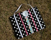 Hair Bow Board Organizer: Black, White, Turquoise & Pink Polka Dots with optional headband holder (16 x 20)
