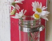 Shabby Chic Decor, Distressed wood Sconce with Mason Jar,Free Shipping in USA