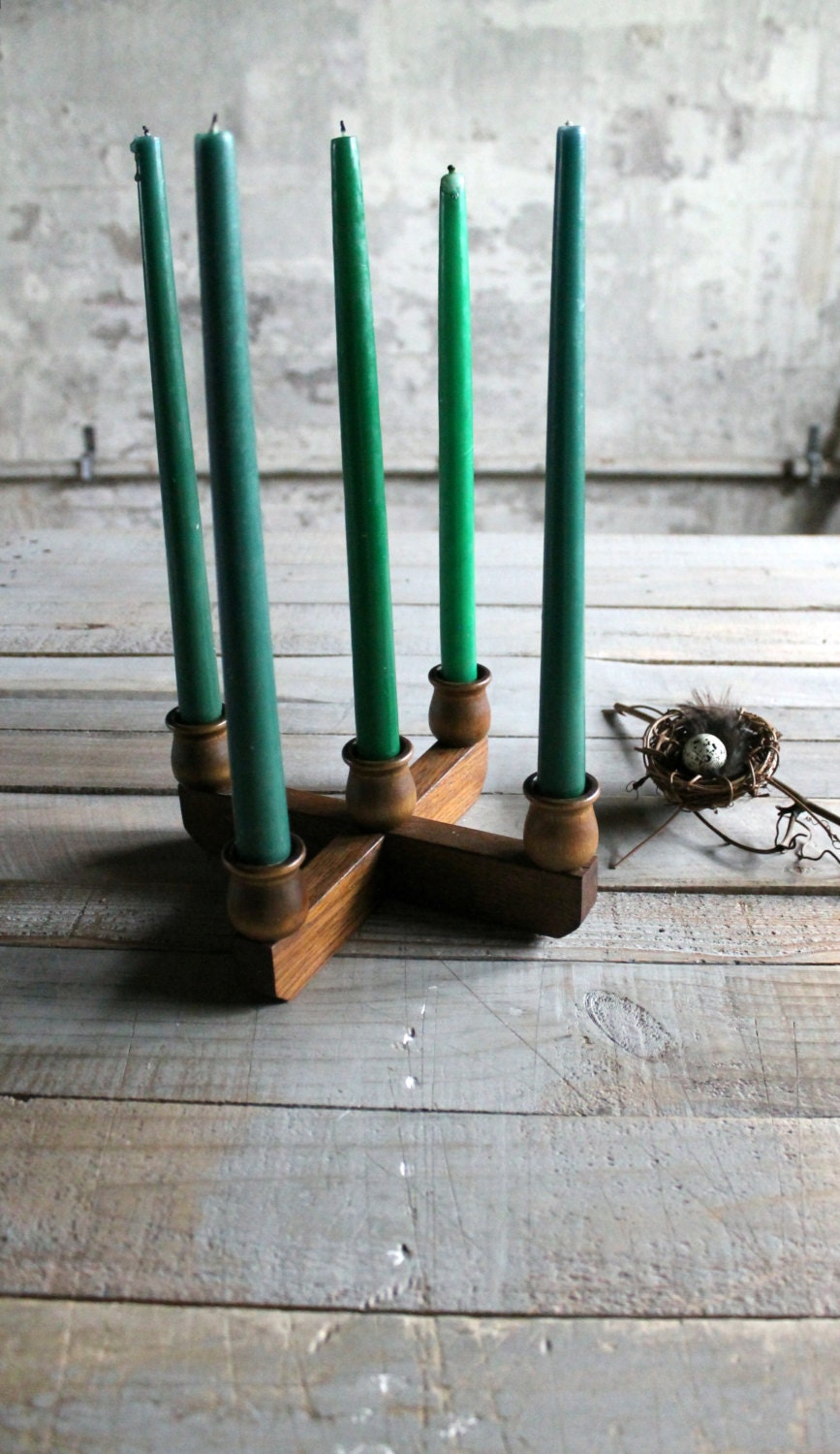 Vintage Wooden Candlstick Holder