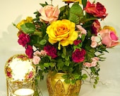 Old Country Roses Silk Floral Arrangement Centerpiece matches Royal Albert china Elegant English Garden Victorian by Cabin Cove Creations