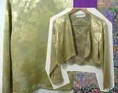 90s Crop floral Gold satin Jacket M