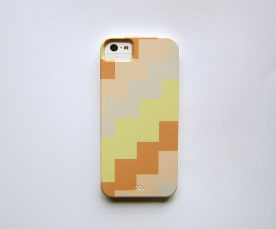 Modern Steps iPhone 4/4s case l iPhone 5 case l Pattern orange yellow pink gray geometric redtilestudio