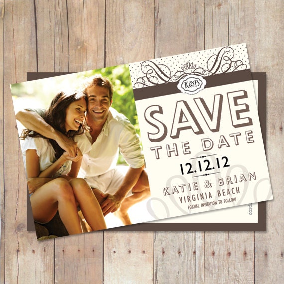 Save The Date Card or Magnet Vintage Classy Wedding