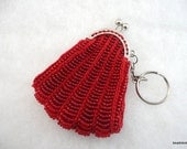 Red Beaded Coin Purse Keychain