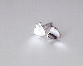Tiny Silver Heart Post Earrings - Unique Lively Curved Hearts