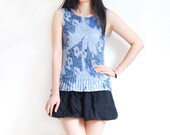 Vintage Floral Pleated Sleeveless Blouse