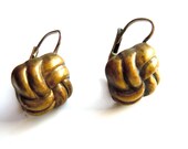Victorian Knot Earrings/ Brass, Stamped, Woven 1800s earrings/ Eternal