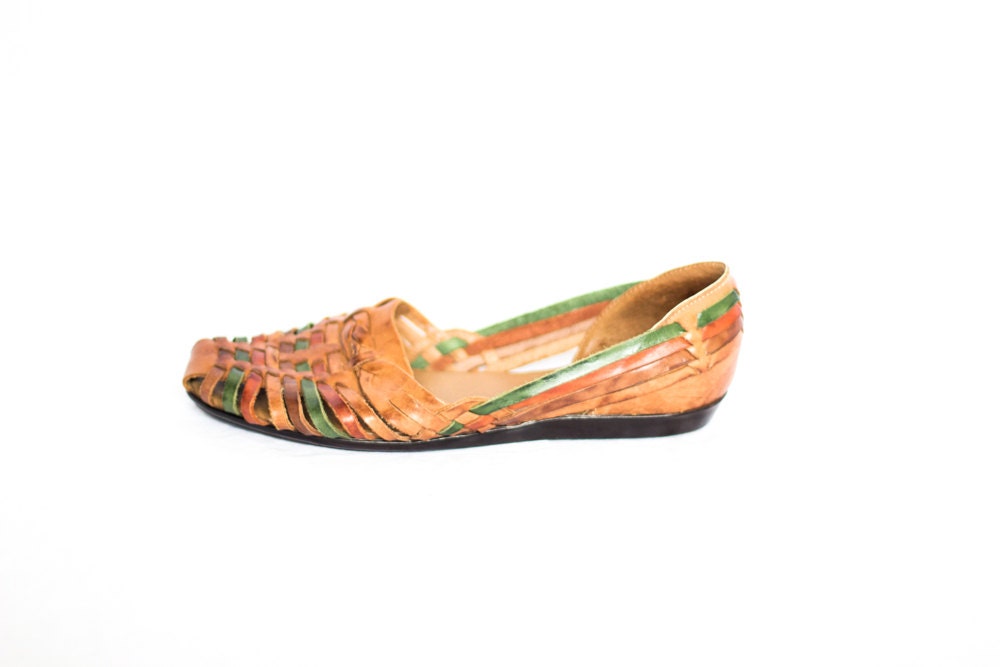 women's southwest woven leather slip on sandals size 9