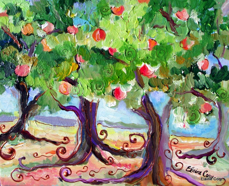 Fruit Landscape Painting 14 x 18 Fine Art by Elaine Cory