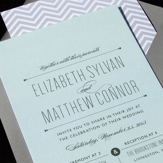 Modern Typographic Wedding Invitation-Contemporary Graphic and Bold with Chevron ALLIE