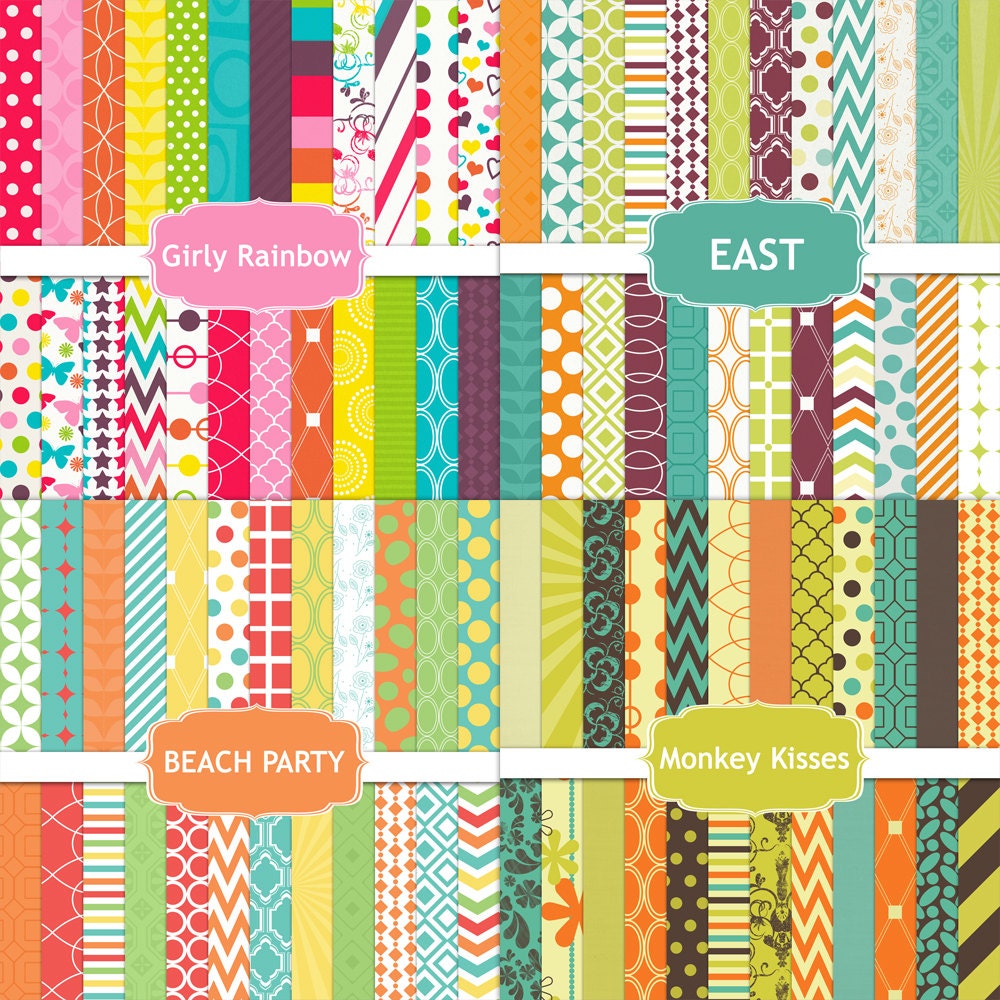 50% Off Sale Digital Scrapbooking Printable Paper Pack Instant Download Combo Foursome 1 (492) (338) (374) (489)