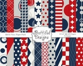 50% Off Sale 4th of July Digital Paper Pack  - Personal and Commercial Use - Patriotic (629)