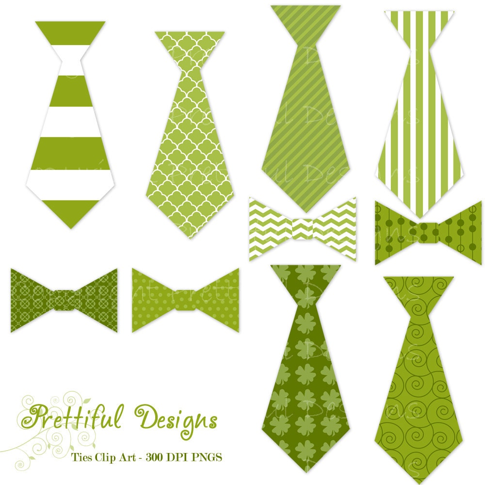 St. Patrick's Day Tie and Bow Tie Clip Art - Personal or Commercial Use - Leprechaun (524) Il_570xn
