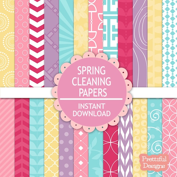 Digital Scrapbooking Pastel Printable Paper Pack Instant Download Spring Cleaning (549) Il_570xn