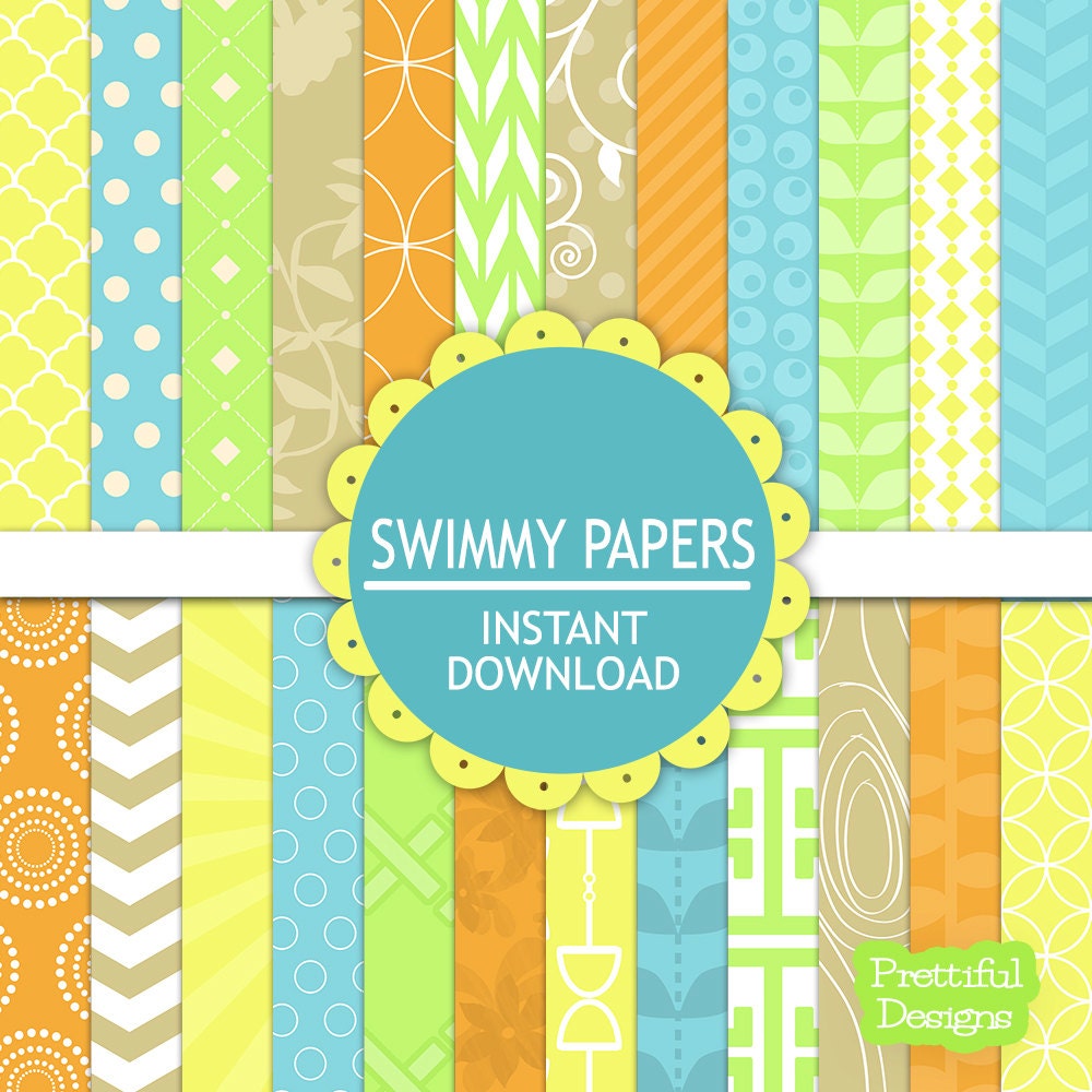 50% Off Sale Digital Paper Pack - Personal and Commercial Use - Swimmy (554) Il_570xn