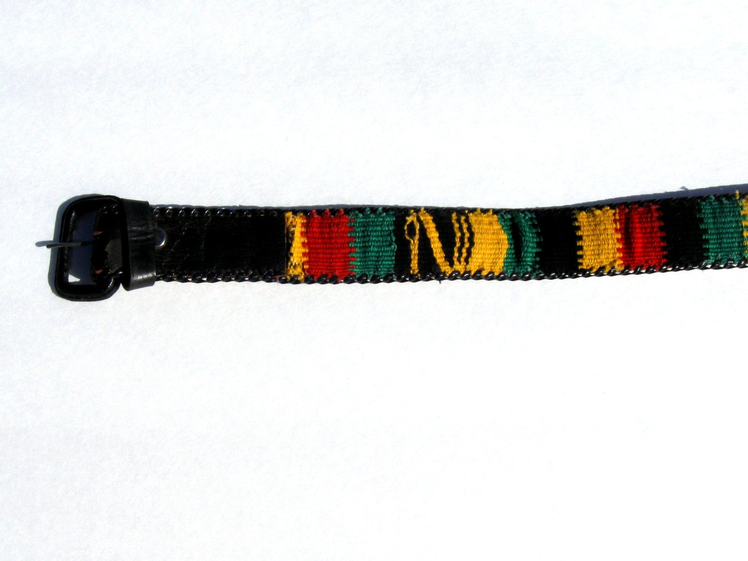 Vintage 70's 1970's Boho Women Teen Leather & Embroidery Guatemalan Belt 50% OFF SALE