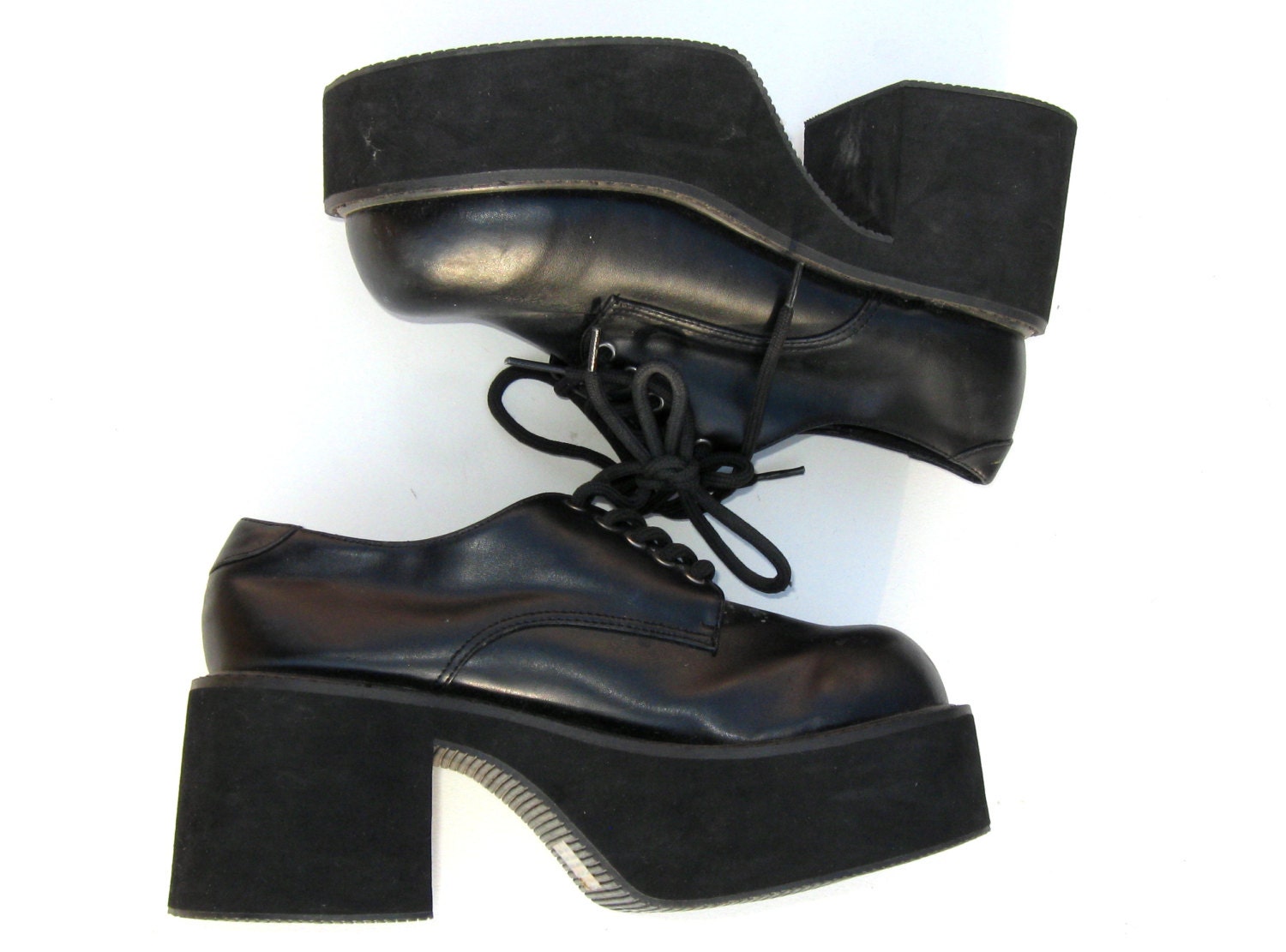 Vintage 90's 1990's Nineties Goth Gothic Grunge Cyber Teen Women Fashion Chunky Ladies Black Shoes By Soda Size 9 50% OFF SALE