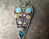 Necklace, Bohemian , Mosaic, Heart, Owl, Turquoise
