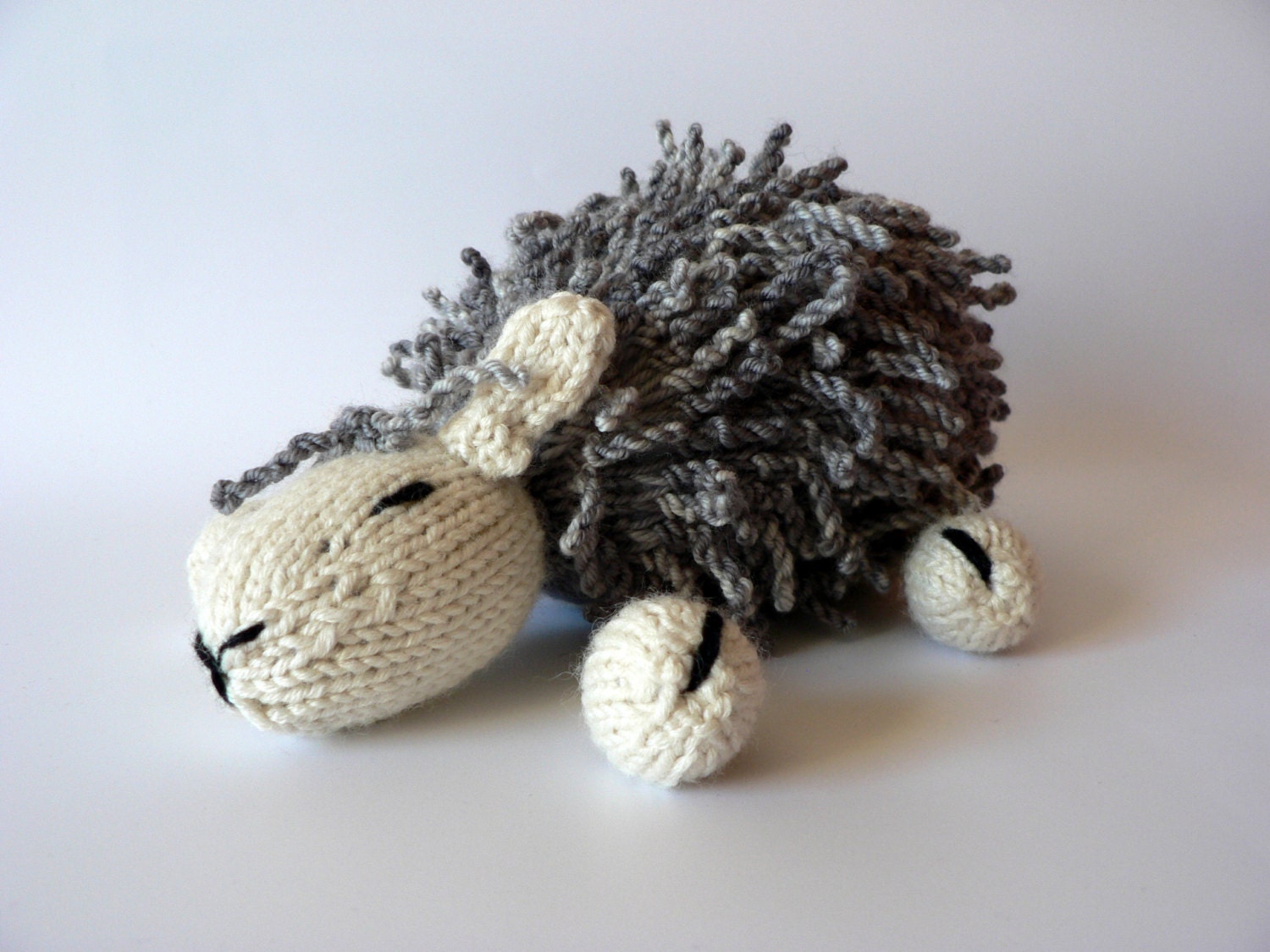 Handknit Cuddly Stormy Gray Lamb Toy