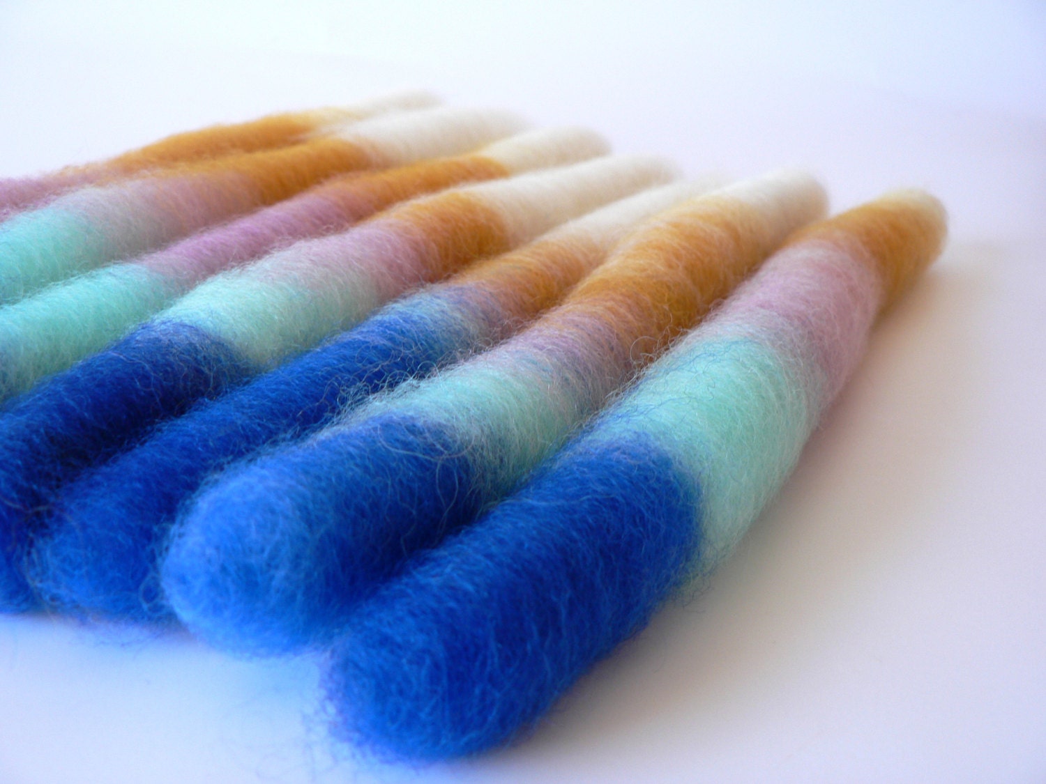Handcarded Spinning Rolags/ Punis Arabian Nights set of 7- 1 oz