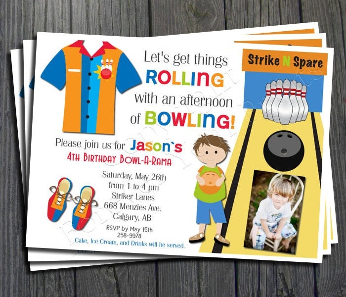 Bowling Birthday Invitation - includes FREE Thank You Card Il_170x135