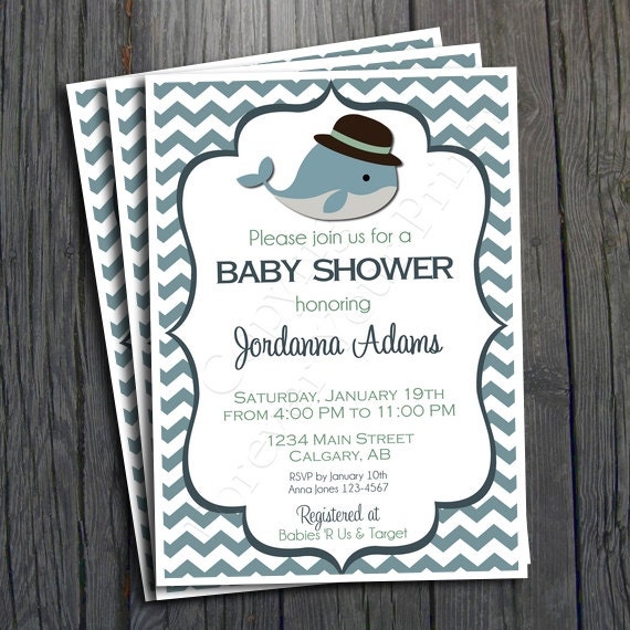 Whale Baby Shower Invitation - FREE Thank You Card included Il_170x135