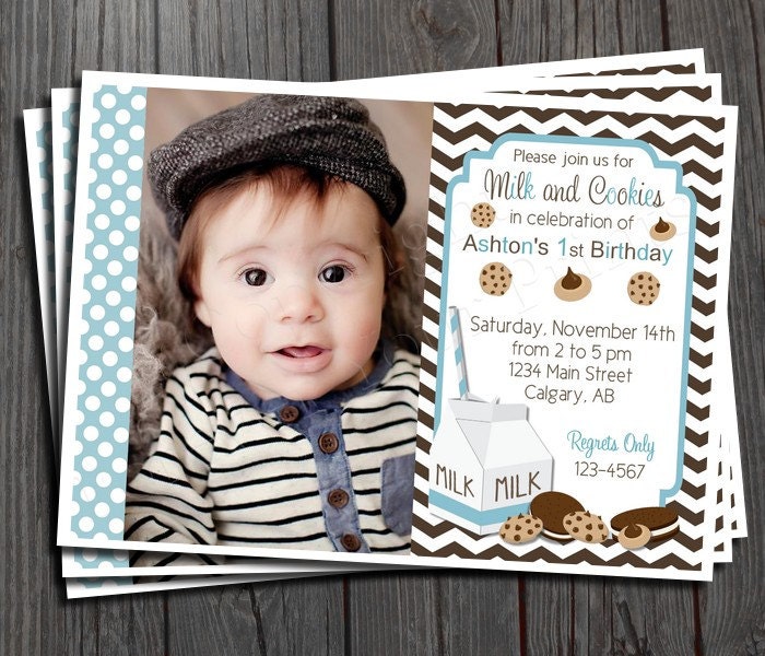 Milk and Cookies Birthday Invitation - FREE Thank You Card included Il_170x135