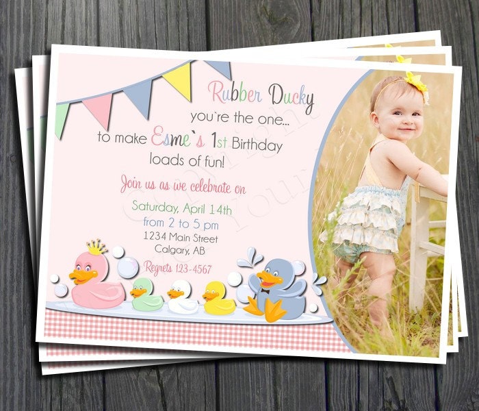 Rubber Duck Birthday Invitation - FREE Thank You Card included Il_570xn