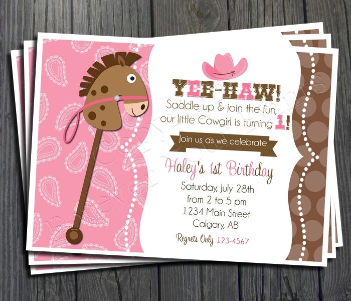 Cowgirl Birthday Invitation - FREE Thank You Card included Il_570xn