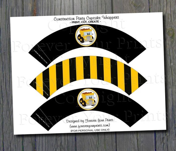 Construction Party Cupcake Wrappers INSTANT DOWNLOAD Il_570xn