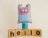 Dusky Grey & Pink Miniature Monster Plush Toy