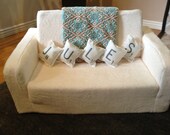 5 Mini 4 inch letter tile pillows YOU CHOOSE which letters, customize