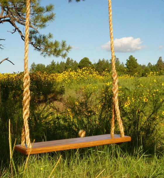Extra Wide Wooden Rope Tree Swing by Sky Saddle Swings - 15 ft.