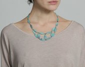 Verdigris green Leaf metal lace necklace