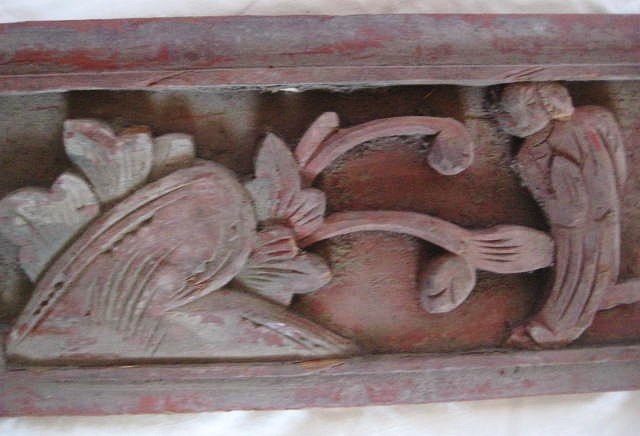 Antique Tibetan Carved Painted Wooden Cabinet Panel,  Wall Hanging, Recycle, Repurpose